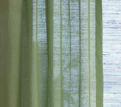 Calyz Leaf Green 100% Linen Gauze Curtain - Image 2